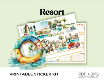 Resort Weekly Kit//Standard Vertical Kit//Printable Planner Stickers//Cutfiles included