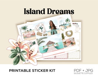 Island Dreams Weekly Kit//Standard Vertical Kit//Printable Planner Stickers//Cutfiles included