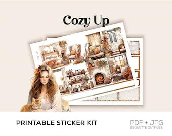 Cozy Up Weekly Kit//Standard Vertical Kit//Printable Planner Stickers//Cutfiles included