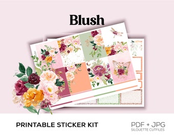 Blush Weekly Kit//Standard Vertical Kit//Printable Planner Stickers//Cutfiles included