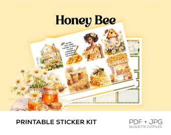 Honey Bee Weekly | Vertical Weekly | Spring | Printable Planner Stickers | Printable Weekly | Cutfiles Included