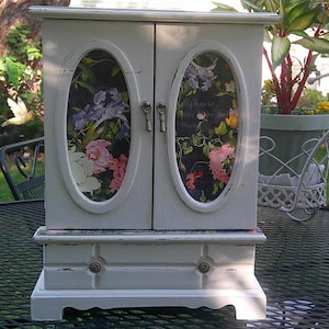 Jewelry Storage Wood Box Armoire Hand Painted Chalk Paint