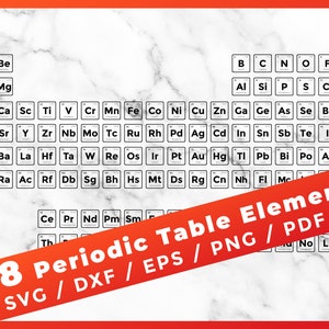 118 Periodic Table Elements, Chemistry Elements SVG, Periodic Table Alphabet, Periodically Text Word School Cricut Silhouette Cutting Files