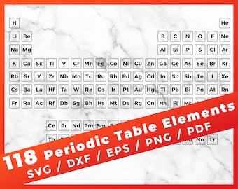 118 Periodensystem Elemente, Chemie Elemente SVG, Periodensystem Alphabet, periodisch Text Wort Schule Cricut Silhouette Schneiden Dateien