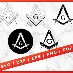 Freemason SVG, Masonic Symbol, Square and Compass, Mason Emblem for Cricut Silhouette Download Cutting File Printable PNG PDF