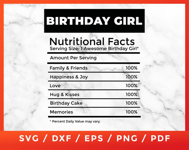 Download Birthday Girl SVG Birthday Facts Nutrition Facts Label ...