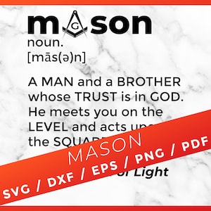 Masonic Definition Dictionary SVG, Mason Square Compass, Freemason for Cricut Sublimation T-Shirt Silhouette Cutting Files Download