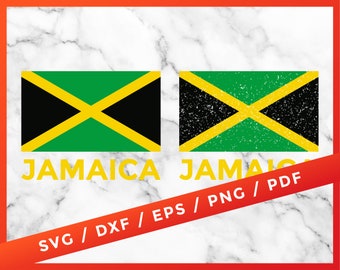Jamaica Flag SVG, Jamaica Onafhankelijkheid dag 6 augustus, Trots Jamaicaanse, Distressed Jamaica voor Cricut Silhouet Cameo Cut Files Vinyl