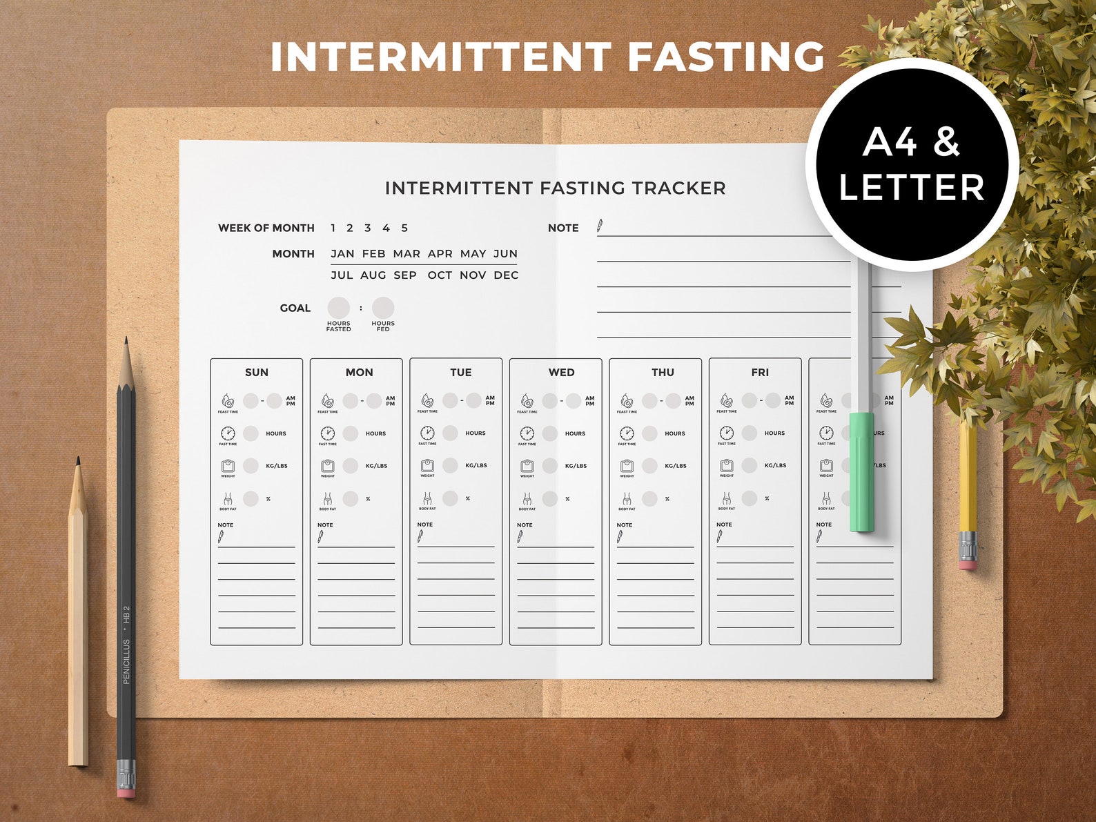 Intermittent Fasting planner Intermittent Fasting Tracker IF Etsy