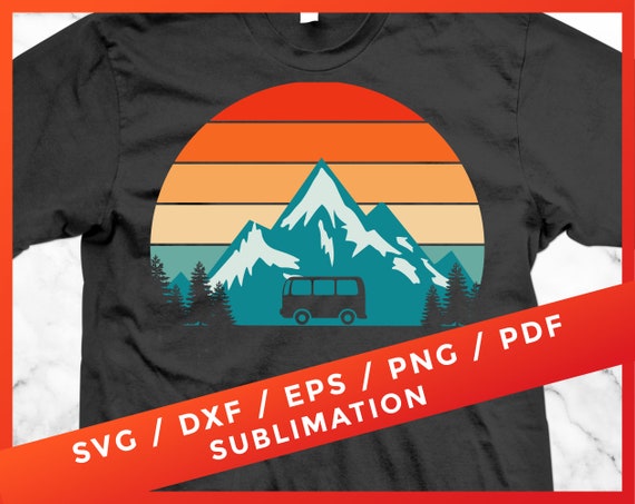 Camping SVG, Camper Van US National Park Vintage Distressed Grunge Retro for Cricut Sublimation Download Silhouette Cut Files