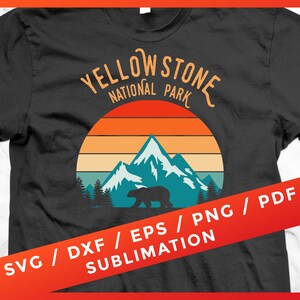 Yellowstone National Park SVG, US National Park, Vintage Distressed Grunge Retro for Cricut Sublimation Download Silhouette Cut Files