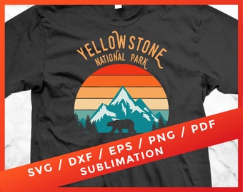 Yellowstone National Park SVG, US National Park, Vintage Distressed Grunge Retro voor Cricut Sublimation Download Silhouette Cut Files