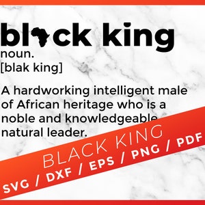 BLACK KING Dictionary Definition BlackKing African Pride SVG for Cricut Silhouette Cutting Files Sublimation Download Pdf