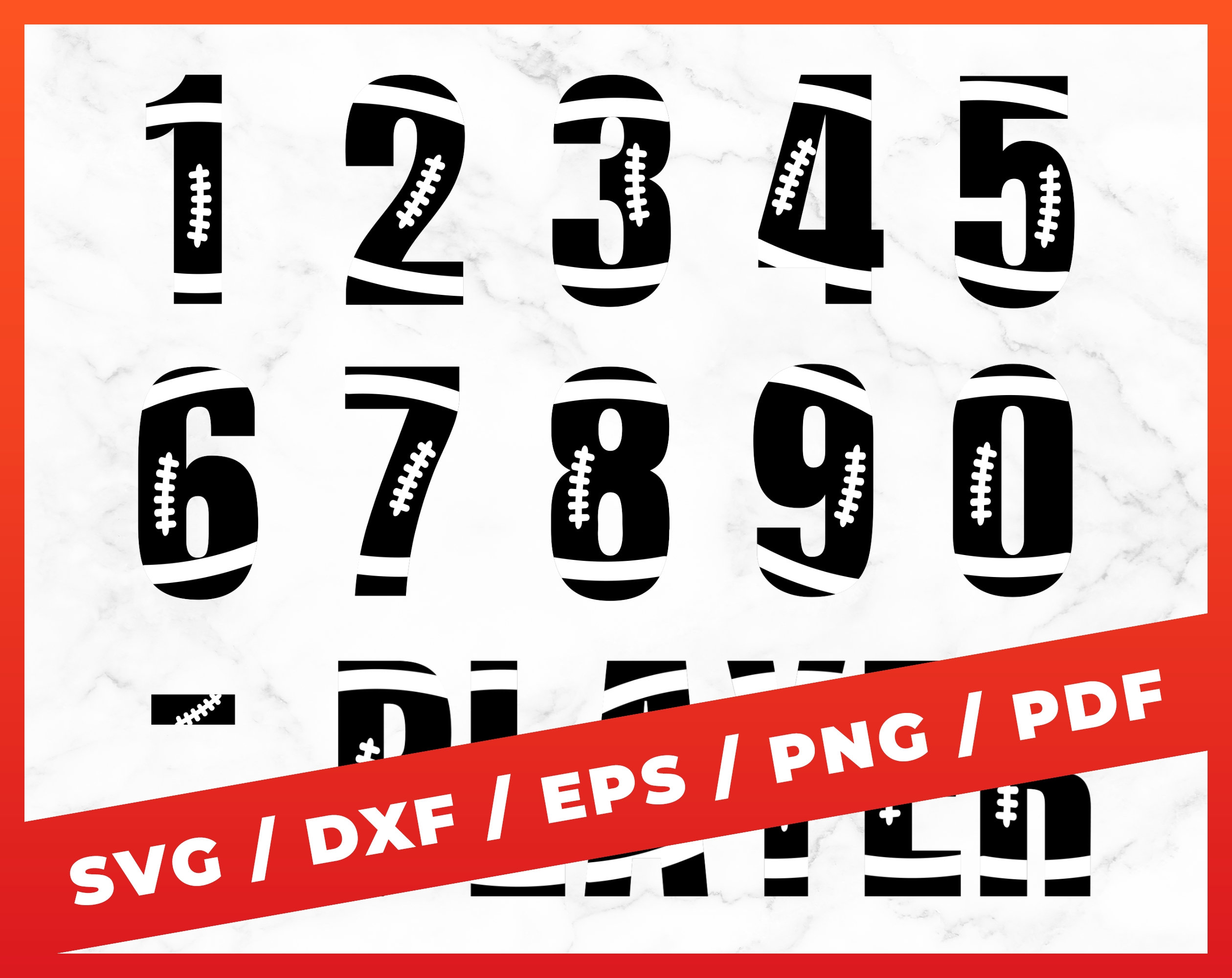 Football Player Numbers SVG Bundle, Football SVG, Football Number Font