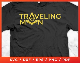Masonic Traveling Man SVG, Mason Square Compass, Freemason Lodge Emblem for Cricut Sublimation SVG T-Shirt Silhouette Cutting Files Png