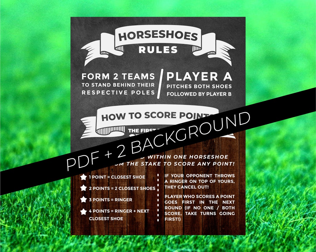 Horseshoes Game Rules Sign Poster, Horseshoes Rules Chalkboard