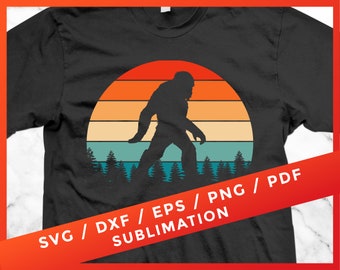 Bigfoot SVG, Yeti Mountains Forest Sun Believe Retro Vintage for Cricut Sublimation Download Silhouette Cut Files Iron on