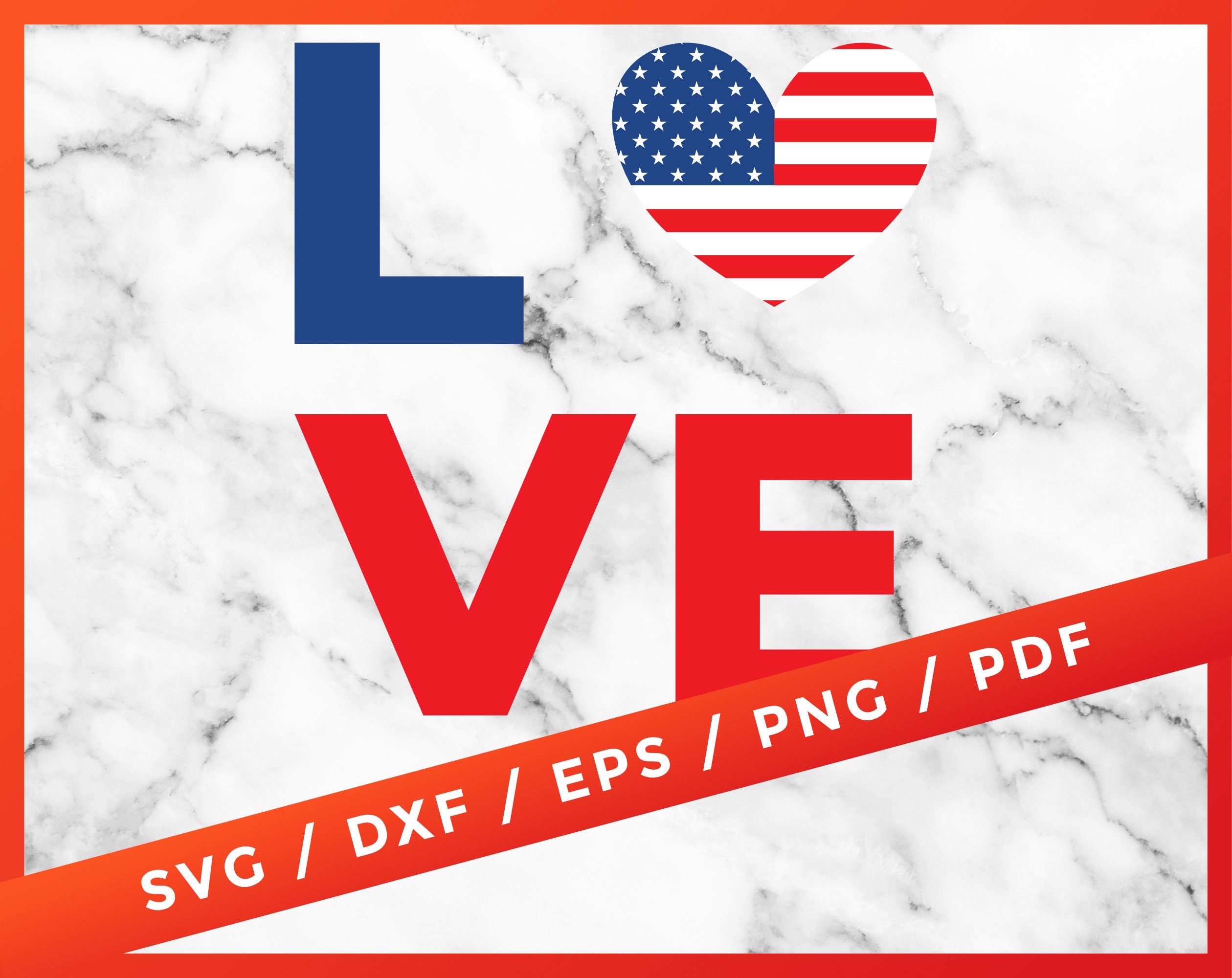 Download July 4th SVG USA Love Svg Cute Love USA Fourth of July | Etsy