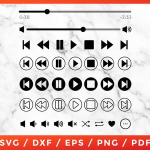 Spotify Apple Music, Song Glass, Audio Control Buttons Icon SVG, Song Art, Music Button Player Template, Cricut Silhouette Cameo Cut Files