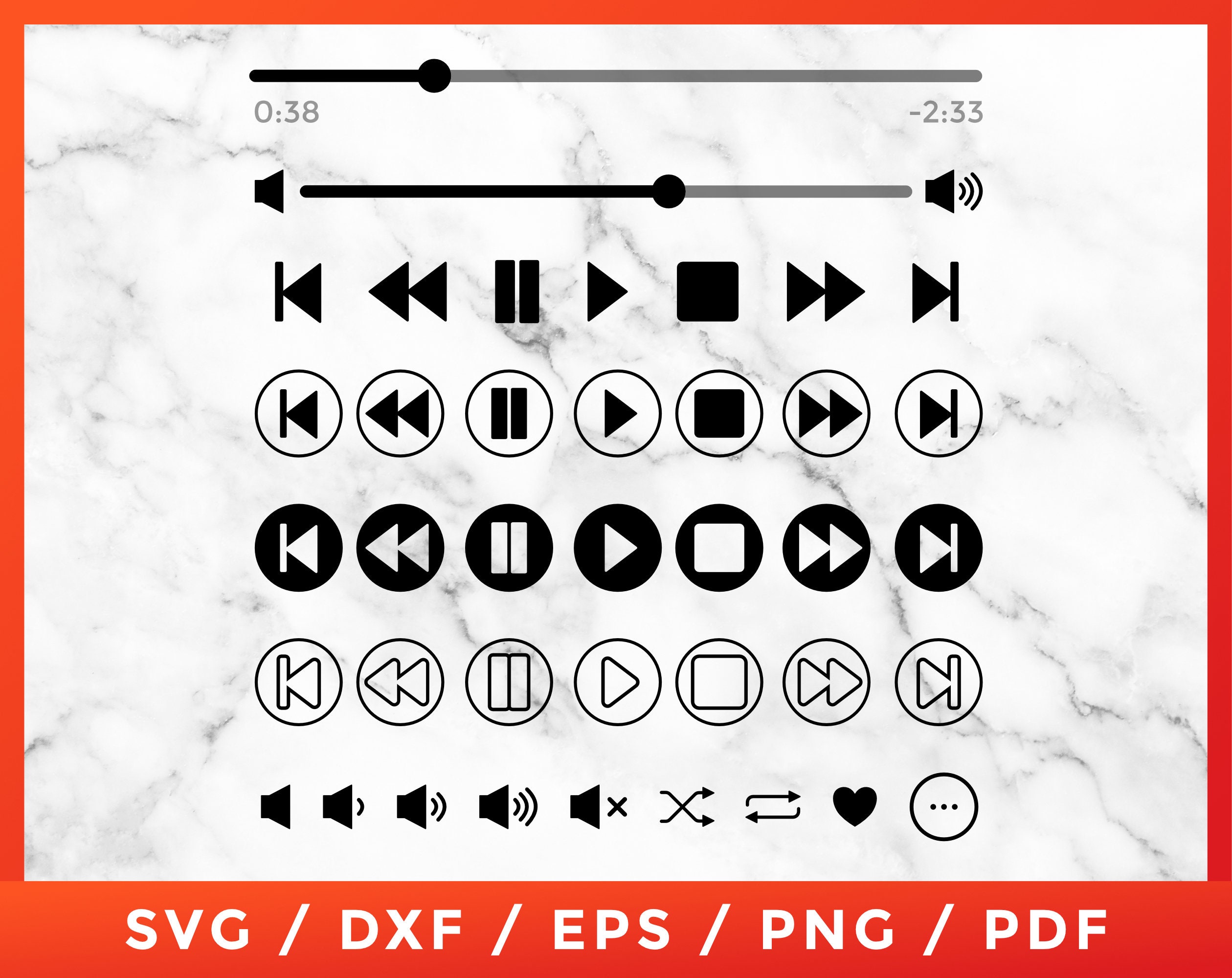 Spotify Apple Music Song Glass Audio Control Buttons Icon Etsy