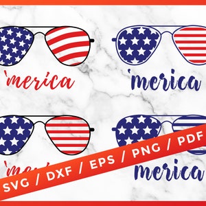 Merica Sonnenbrille SVG, Merica Svg, 4. Juli Svg, patriotische Unabhängigkeit Tag für PNG pdf Cricut Silhouette Download schneiden Datei druckbare