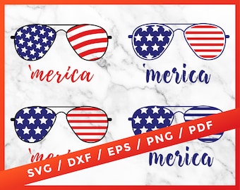 Merica Sunglasses SVG, Merica Svg, 4th of July Svg, Patriotic Independence Day for PNG pdf Cricut Silhouette Download Cutting File Printable