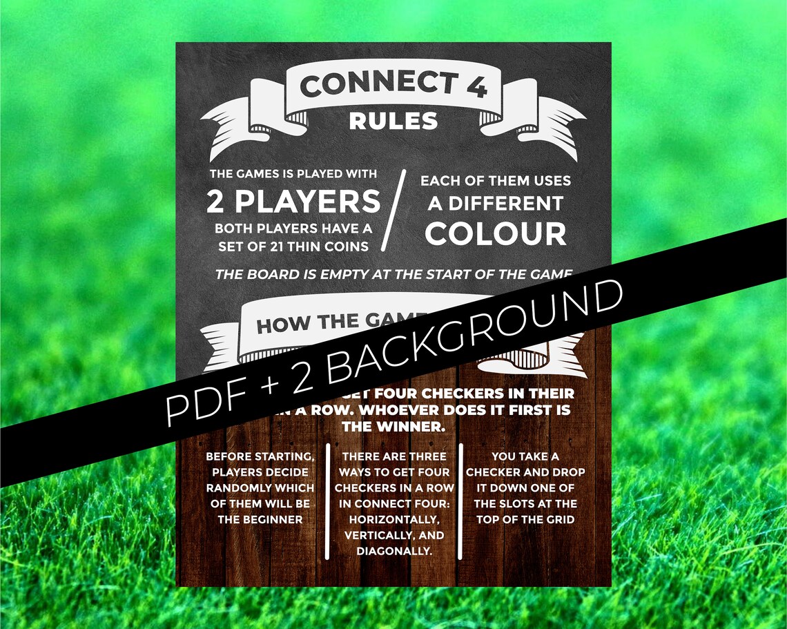 Connect 4 Poster Connect 4 Rules Connect Four Chalkboard Etsy