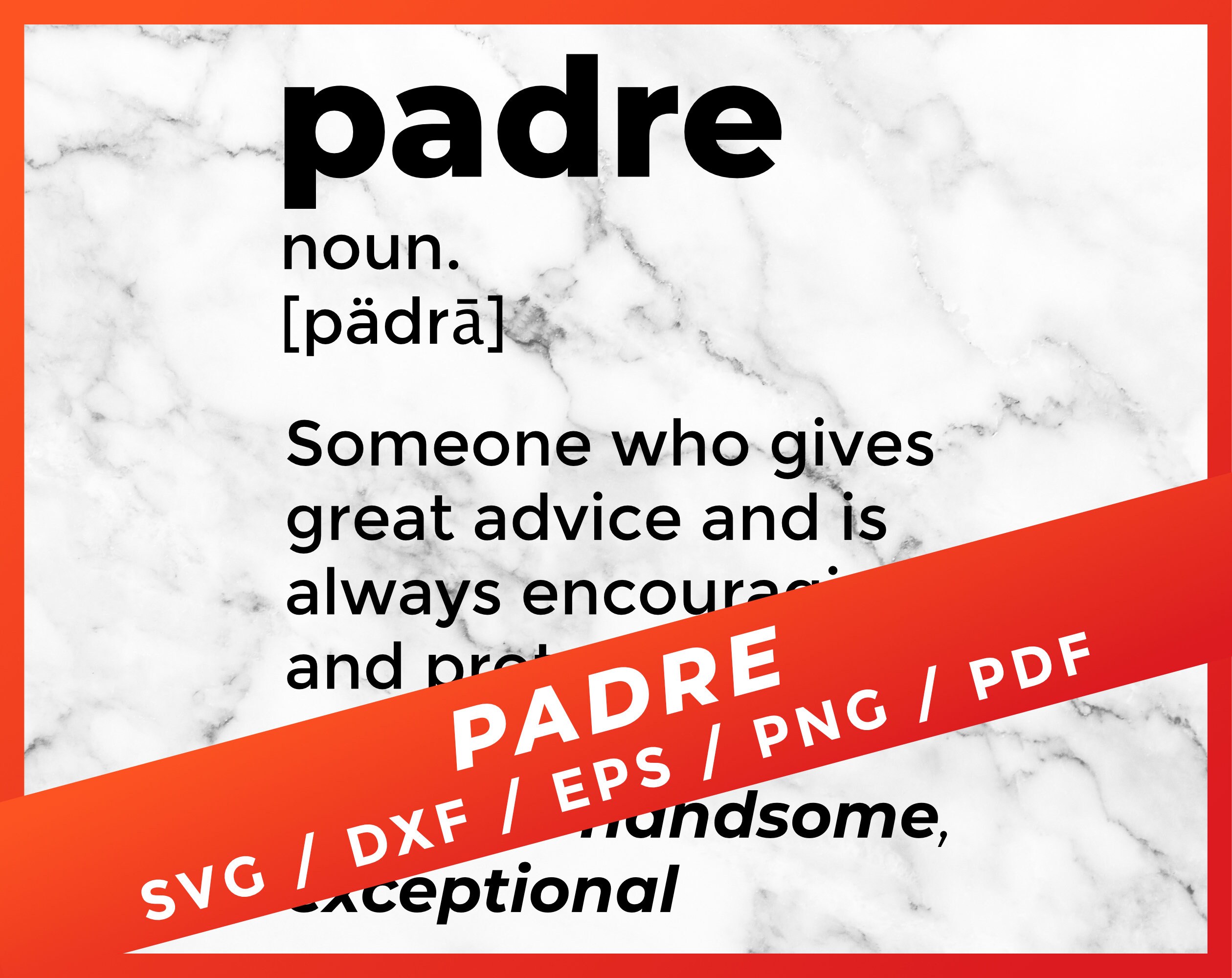 Padre SVG Definition Dictionary Father's Day in Spanish Etsy