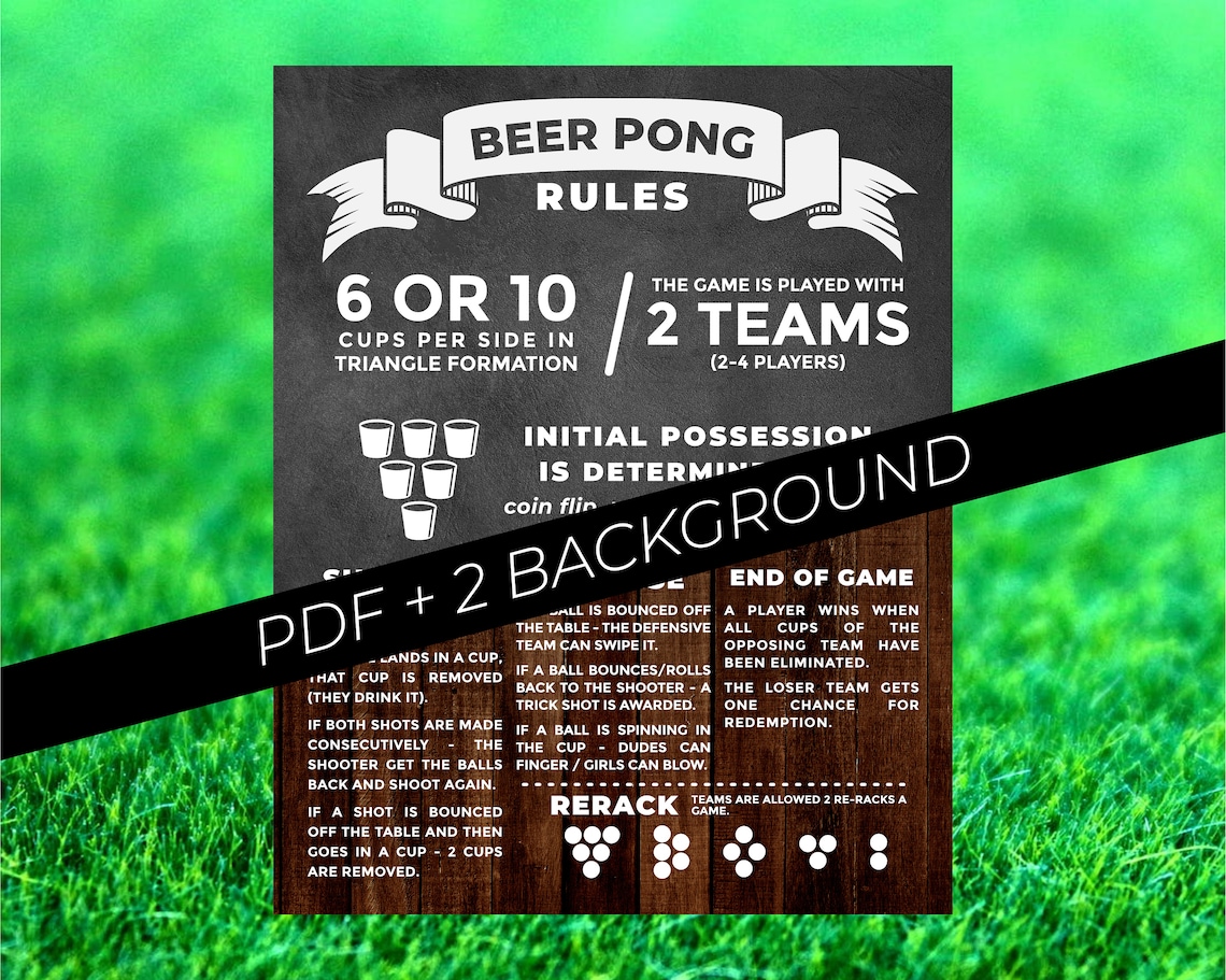 Beer Pong Sign Poster Beer Pong Rules Beer Pong Chalkboard Etsy UK