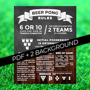 Beer Pong Sign Poster, Beer Pong Rules, Beer Pong Chalkboard, Beer Pong Decals, Yard Game Sign, Outdoor Game,Wedding Lawn Game,Backyard Game