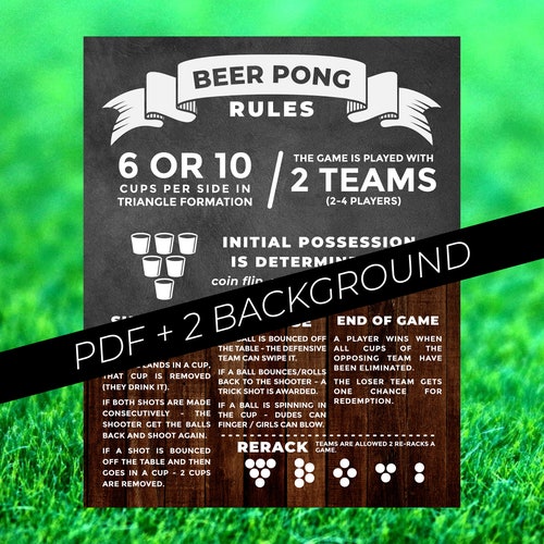 Beer Pong Sign Poster Beer Pong Rules Beer Pong Chalkboard Etsy