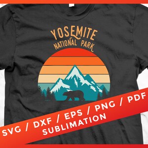 Yosemite National Park SVG, US National Park, Vintage Distressed Grunge Retro for Cricut Sublimation Download Silhouette Cut Files