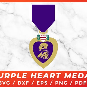Purple Heart Medal SVG, US Military Purple Heart Valor Combat Veteran Gift for Cricut Design Download Silhouette Cut Files Iron on