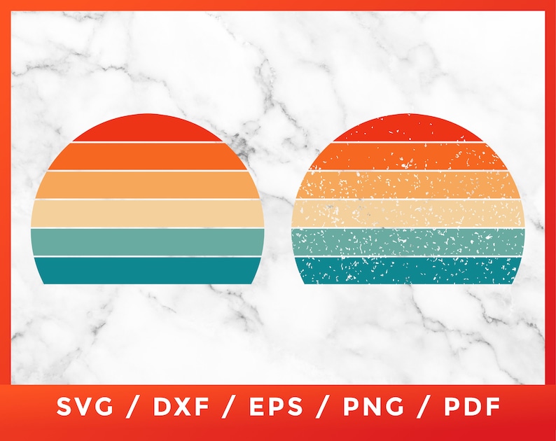 Sunset SVG Distressed Retro Vintage Sunset SVG Retro Circle | Etsy