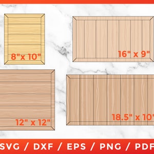 Glowforge Faux Shiplap Sign Backers with Mitered Frames SVG, 4 Faux Shiplap Sign, Frame Template Pattern, Laser Cut, Farmhouse Signs PDF