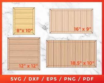 Glowforge Faux Shiplap Sign Backers with Mitered Frames SVG, 4 Faux Shiplap Sign, Frame Template Pattern, Laser Cut, Farmhouse Signs PDF