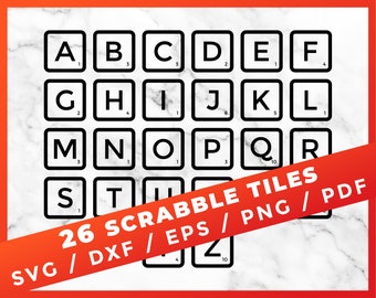 Scrabble Tiles SVG, Scrabble Tiles Cut File for Cricut Silhouette, 26 Scrabble Tiles Clipart, Scrabble Letters Svg, Scrabble Tiles Game SVG