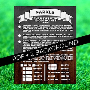 FARKLE Poster, Zilch Rules, FARKLE Decals Rule, 10000 FARKLE Yard Sign Game Sign Outdoor Party Game, Wedding Lawn Game, Backyard Game