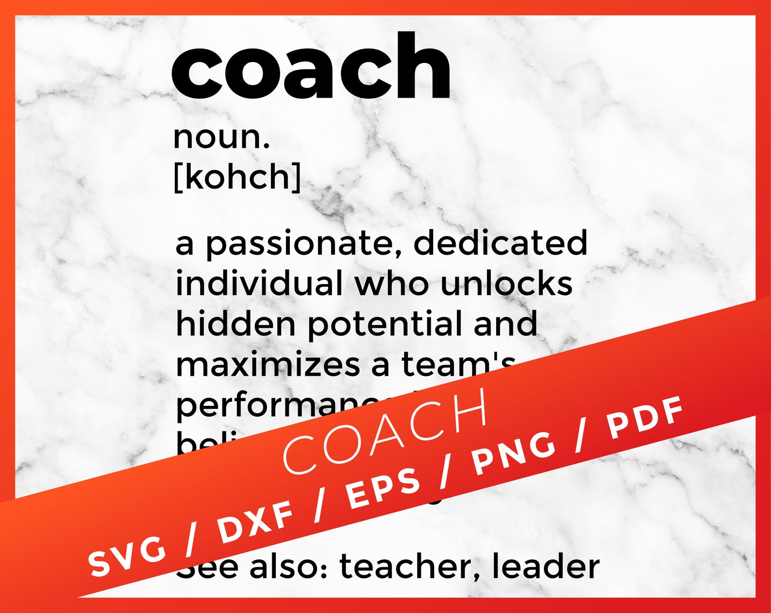 Coach Dictionary Definition Best Coach Gift Coach Svg Coach Etsy
