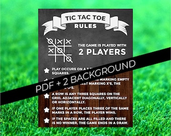 Tic Tac Toe Poster, Tic Tac Toe Rules, Tic Tac Toe Decals Rule,Yard Sign,OX Game Sign,Outdoor Party Game, Wedding Lawn Game,Backyard Game