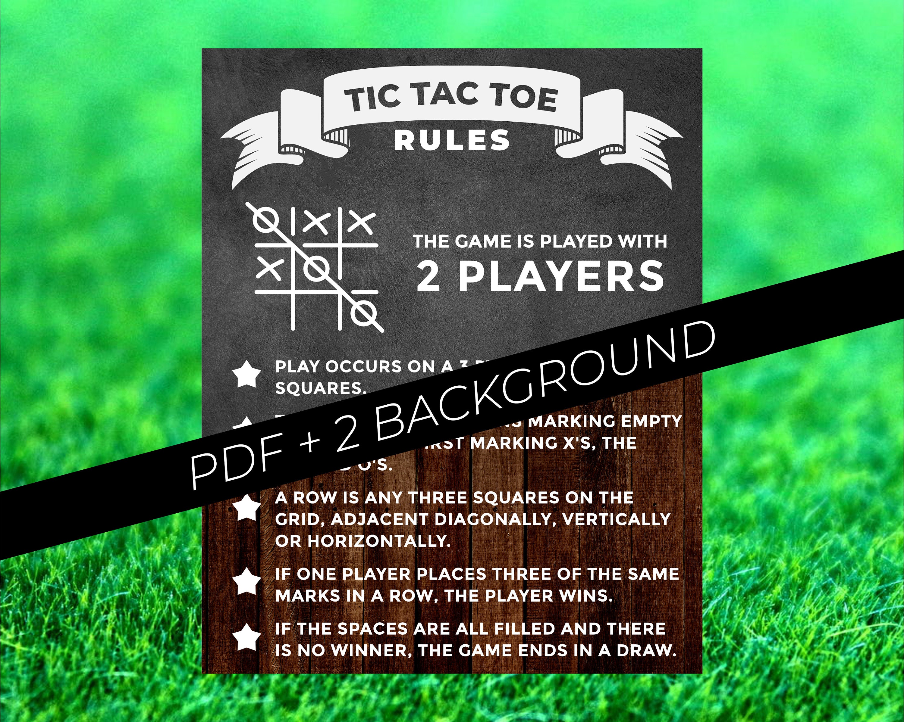 Tic Tac Toe Game Sheet - Digital Print - 8X10