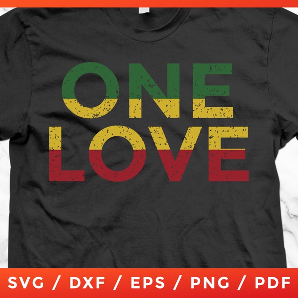 One Love Rasta SVG, Reggae Jamaica, Rastafari, Retro Vintage for Cricut Silhouette Cameo Cut Files Vinyl Clip Art Download