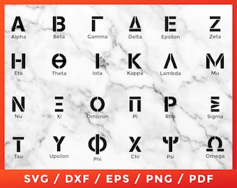 Geek Alphabet SVG, griechische Buchstaben, griechische antike, Sorority Buchstaben, griechische Schrift, für Cricut Silhouette Cameo geschnitten Dateien Png