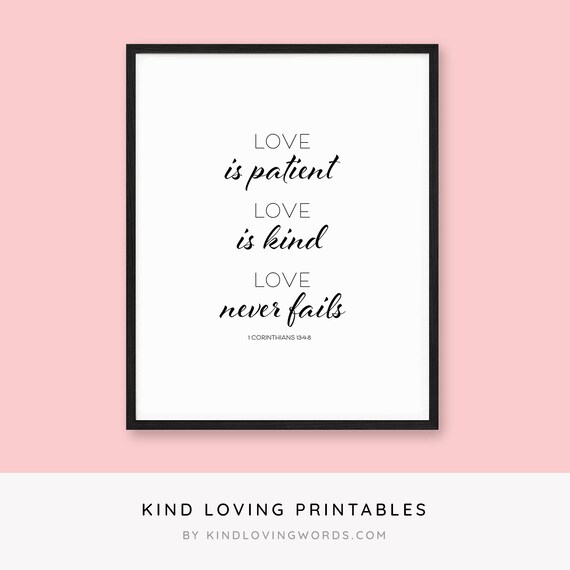 Love is Patient Bible Verse Printable Art Poster Inspiration Etsy