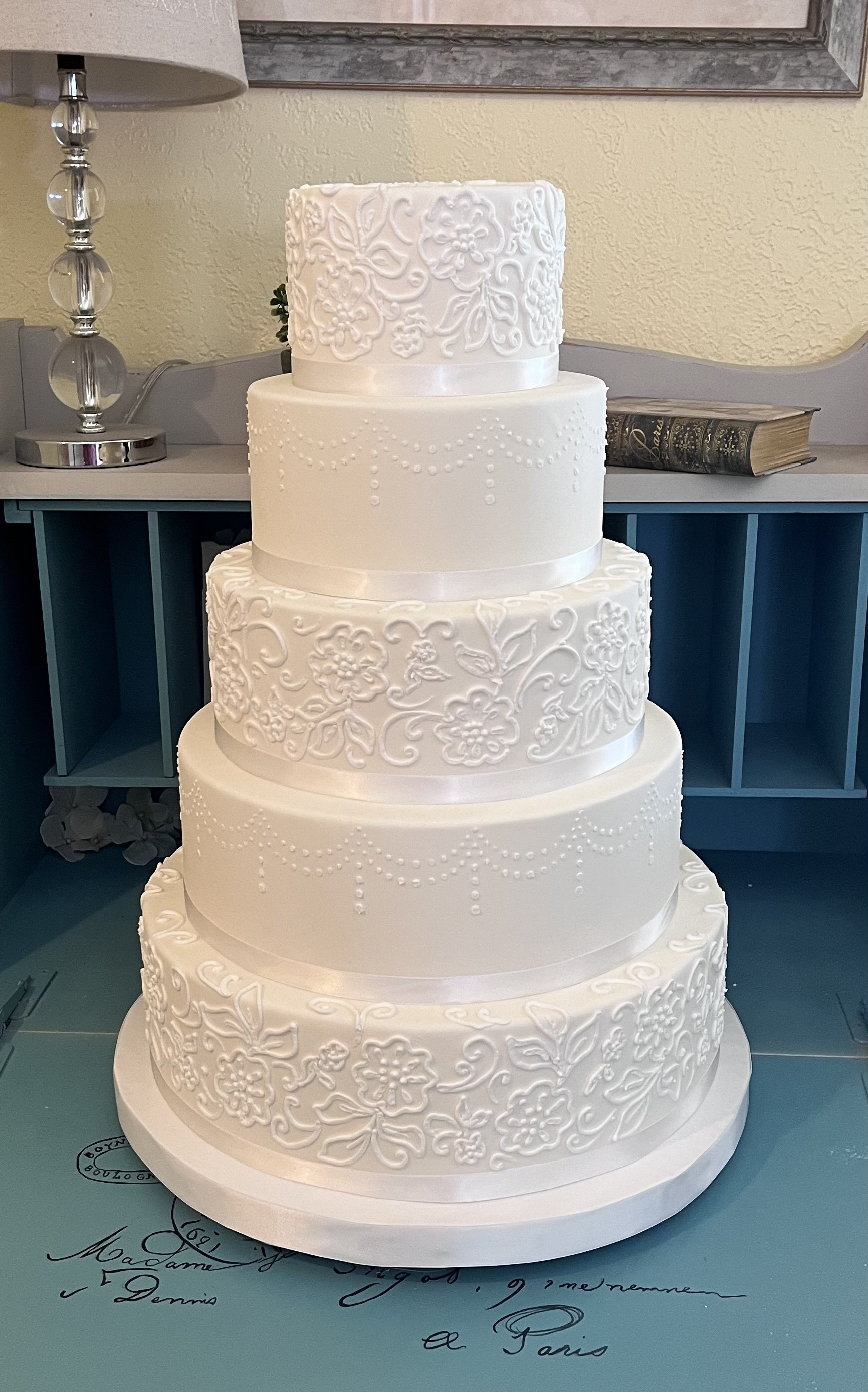 Five Tier Lace and Swag Faux Wedding Cake - Etsy