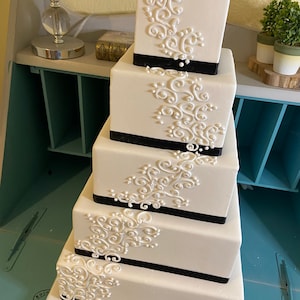 Five tier square faux wedding cake image 1