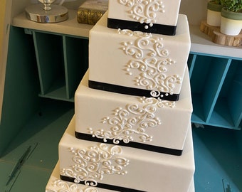 Five tier square faux wedding cake