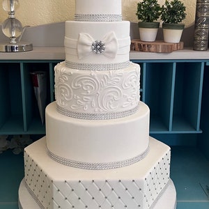 Five tier faux wedding cake
