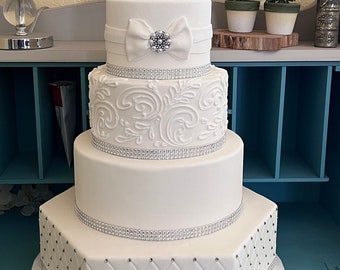 Five tier faux wedding cake