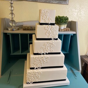 Five tier square faux wedding cake image 6